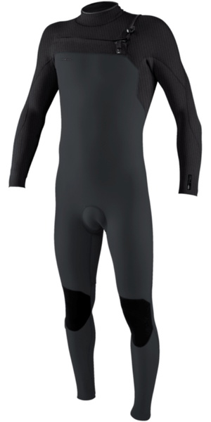 2026 O'Neill Mens Hyperfreak 4/3mm+ Chest Zip Wetsuit 5344 - Tempered Steel / Graphite